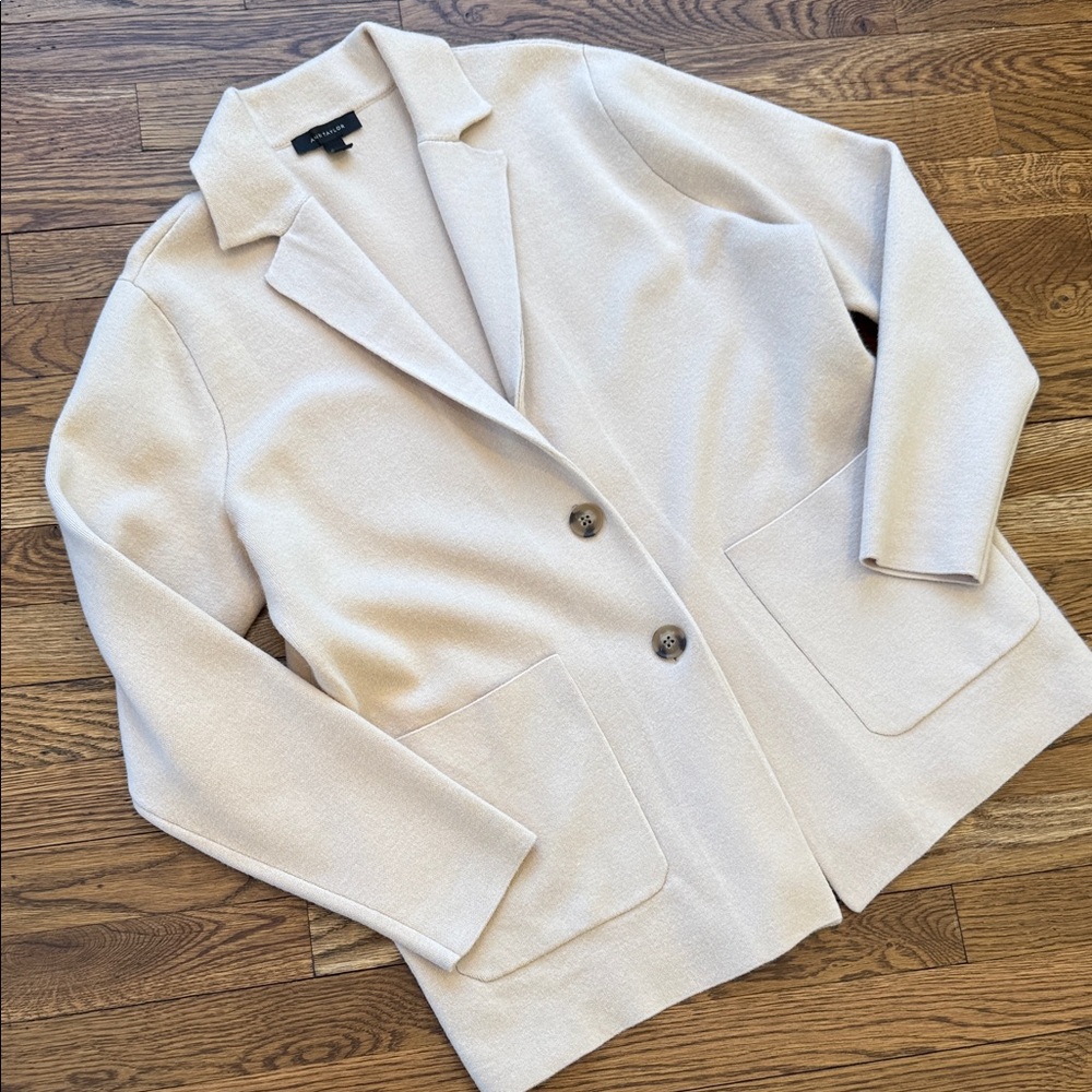 Ann Taylor Cream Sweater Blazer